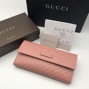 GUCCI Indipink GG Trifold Leather Wallet